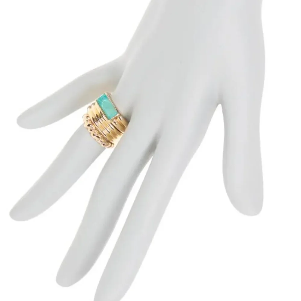 Nordstrom 14KGP Set of 3 Mixed Texture Rings